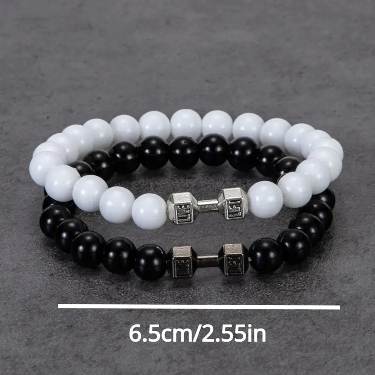 2 Pcs/Set 4 Style Fashion Alloy Dumbbell Bracelets for Men