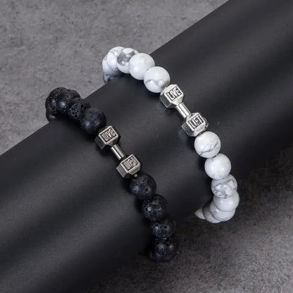 2 Pcs/Set 4 Style Fashion Alloy Dumbbell Bracelets for Men