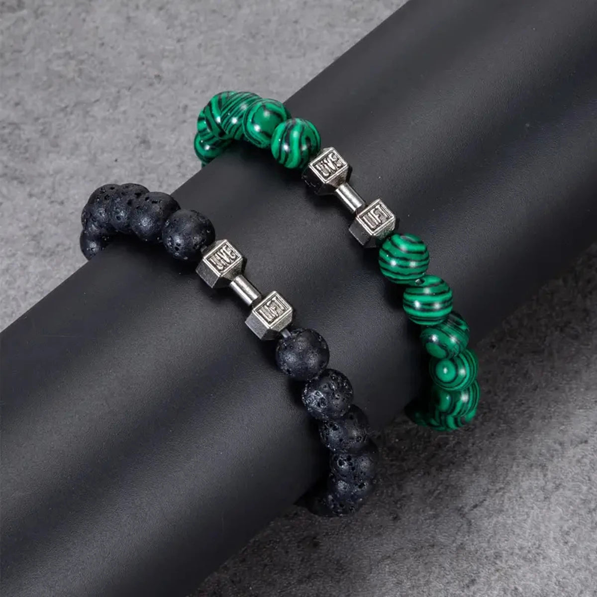 2 Pcs/Set 4 Style Fashion Alloy Dumbbell Bracelets for Men