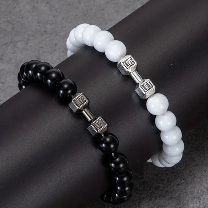 2 Pcs/Set 4 Style Fashion Alloy Dumbbell Bracelets for Men